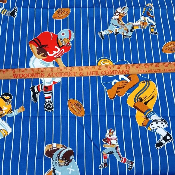 Vintage Football Fabric Sewing Material Pattern 364 Blue Stripe 48x45" - Picture 5 of 13